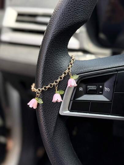 1pc Fresh Linglan Flower Car Pendant Car Steering Wheel Decoration Female Interior Decoration Accessories
