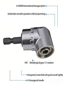 Đầu khoan góc vuông chịu lực cao - Bộ chuyển đổi tua vít thay nhanh 105 độ với ổ cắm mũi khoan từ tính, tương thích với máy khoan va đập/máy khoan điện, thích hợp cho không gian hẹp, lắp ráp đồ nội thất, ô tô, sửa chữa đường ống nước - Sử dụng chuyên nghiệp và tự làm, sửa chữa ô tô, thiết kế nhỏ gọn, cấu trúc bền chắc, cải tạo nhà cửa. - A - Xem 4