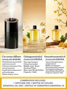 New Car Humidifier, Ultrasonic Aromatherapy Diffuser, With Color LED Lights, USB Rechargeable, 5 Mist Modes, Digital Display, Long Battery Life, Portable Black Style, Gift Set With 6 Essential Oils, High Cost‑Performance. - A - View 18