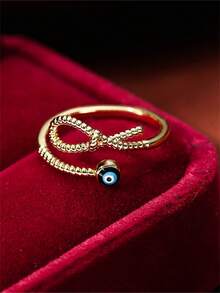1 Stück einzigartiger Teufelsaugen-Offener Ring, Nischendesign verstellbarer Fingerring, Retro vielseitiges Pendler-Accessoire - Offener Ring - Übersicht 3