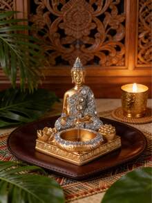 1 Peça Difusor de Aroma em Formato de Buda de Resina, Sem Pinças, Sem Pérolas Perfumadas. Adequado para Decoração Doméstica, Quarto, Sala de Estar e Escritório. Aquecedor com Formato de Buda Especialmente Projetado, Aparência Requintada. - Buda de Ouro e Prata - Visão 5
