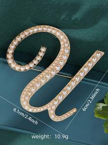 1pc Fashionable Creative Pearl A-Z English Letter Gold Brooch, Versatile Minimalist Accessory Pin For Men And Women - Gold - View 27