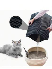 1 tấm lót khay vệ sinh cho mèo, đồ dùng cho mèo, thảm lót khay vệ sinh cho thú cưng chống thấm nước hai lớp, chống trượt, có thể giặt, thảm giường cho mèo, đồ dùng vệ sinh cho thú cưng, phụ kiện cho mèo - Màu Khaki - Xem 1