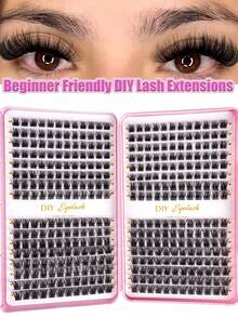 384片4款簇状假睫毛套装，单簇假睫毛，睫毛嫁接，DIY蓬松轻盈可重复使用睫毛嫁接套装，自然妆效，10-16毫米混合簇状假睫毛 - D - 查看 2