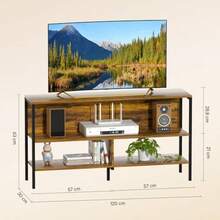 SEEDARY Moderno Soporte de TV 120x30x63cm de 3 Niveles Mueble para TV hasta 55 Pulgadas con 3 Estantes Abiertos Centro de Entretenimiento Ideal para Sala de Estar Marron - Marrón - Ver 3