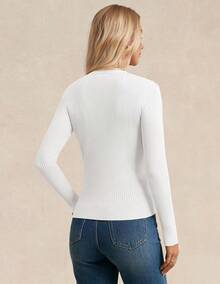 Women's Long Sleeve Button Up Cardigan Sweaters Ribbed Knit Open Front Casual - Bright White - View 4