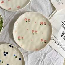 Handmade Asymmetrical Ceramic Plate, High-Quality Cake Plate, Dessert Salad Plate, Fruit Plate - Multicolor - View 8