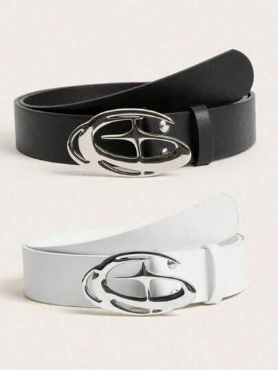 1pc Black Leather Belt With Star & Moon Punk Style Buckle, High-Quality New Y2K American Retro Decor Waist Belt, Korean Minimalist Design For Youth