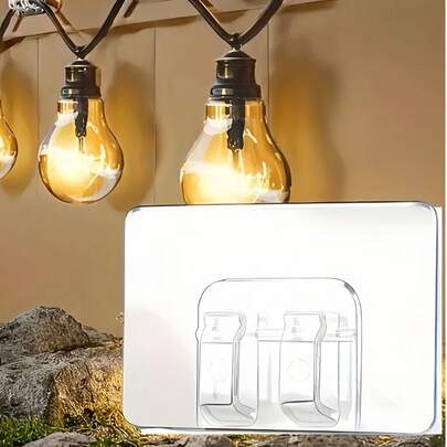 Số lượng tùy chọn: 50/30/20/10/5/1 chiếc. Móc nhựa trong suốt ngoài trời LDQ, dán tường, dễ lắp đặt, thích hợp cho đèn dây và đèn chùm, móc trưng bày công nghiệp, bề mặt được đánh bóng.