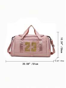 1pc Fitness Bag, Multi-Pocket Letter Pattern Nylon High Capacity Gym Workout Bag, Travel Bag - A - View 11