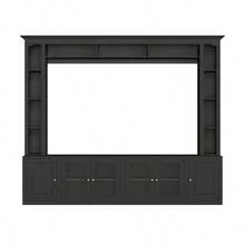 4-Piece Modern Entertainment Center Wall Unit With Bookshelves All-In-1 Large TV Stand With Tempered Glass Door For TVs Up To 80" 92inch Media Console With Adjustable Shelves For Living Room Black - Black + Particle Board+MDF + Primary Living Space1 - View 10