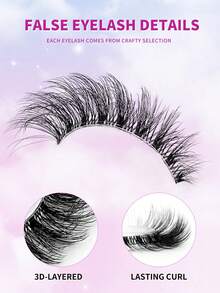 ENCHUW 7 Pairs Eyelashes Natural Look Wispy Cross Eye Lashes Clear Band Lashes 3D Fluffy Soft Lashes Makeup Extension False Eyelashes - Black - View 3