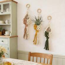 1 chiếc giá treo cây macrame, kiểu Bohemian, hình quả dứa nhỏ, túi lưới đan thủ công hình tổ chim, dùng để đựng cây xanh trong nhà, trang trí treo tường (không bao gồm cây). - Nhiều màu - Xem 8