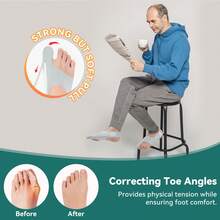 Tech Love 1 Pair Corrector Bunion  Toe Separator For Women Men, Toe Separator In Shoes With Gel Cushion Pads For Big Toe, Adjustable Toe Separator Sleeves With 4 PCS Fixing Plates Day Night(Medium) - Light Grey - View 6