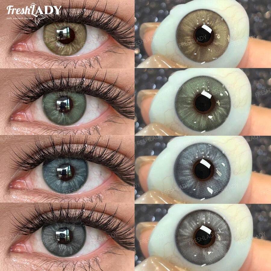 FRESH LADY 1副棕色美瞳，适合日常佩戴、约会妆容、工作、婚礼或角色扮演，一年用量，14.2毫米 - 摩卡棕 - 查看 1