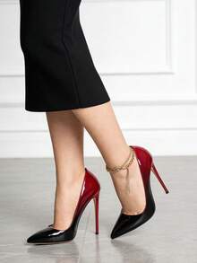 Ziheels Women's Sexy Pointy Stiletto Heels 12cm/ 4.72" High-Heeled Pumps Dress Party Formal And Casual Shoes - Đỏ đen - Xem 1