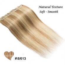 #8/613 Straight Clip In Extensions 100% Brazilian Human Hair Clip In Hair Extension One Piece Hairpieces With 5 Secure Clips - S8/613 - View 4