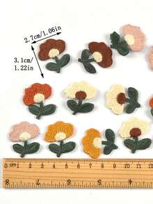 10 Stück 2,7x3,1cm mehrfarbige kleine Blumen Stoffapplikationen, geeignet für DIY Basteleien, Kleidung, Haaraccessoires, Dekorationen, Nähzubehör, ohne Klebstoff auf der Rückseite - Mehrfarbenmischung - Übersicht 2