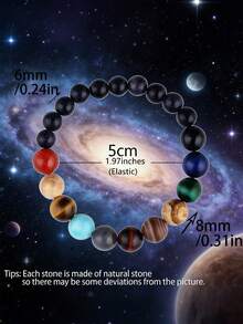 1 件太阳系行星串珠手链。沙滩配饰手链，帮助青少年了解行星，拓展视野。夏季沙滩装扮配饰，大码手链，女士饰品。顶级保守坐标手链，女士手镯，不易褪色，低过敏性。 - 彩色 - 查看 2
