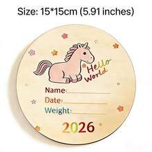 Birth Announcement Sign - Hello, World Wooden Birth Announcement Plaque / Hospital Keepsake Sign - A - 查看 7