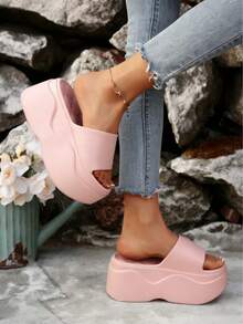 Zapatillas de casa mujer zapatillas de casa, Sandalias de plataforma,zapatillas de estar por casa mujer,fáciles de poner y quitar, material EVA, suave y cómodo, transpirable y resistente al desgaste, adecuadas para caminar a diario, ir de compras, vacaciones en la playa, piscina, uso en baños interiores. - Rosa - Ver 3