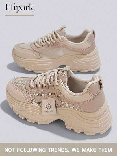 Flipark 1 Pair Women's Fashionable Casual Versatile Lightweight Student Wear White Sneakers