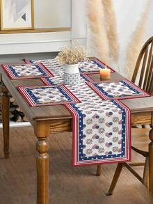 1/4/5/6/7pcs America250 Family Set, 250th Anniversary Of America Flag/Banner, America250 Decor, 1776-2026 Freedom 250 A250 Living Room/Dining Room/Kitchen Decoration Set, Linen-Like Material, Multiple Sizes Available, Fireplace Mantel Scarf, Placemats, Coasters, Home Decor - Multicolor - View 2