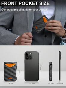 Wallet Men RFID Wallet With 2 ID & Money Clip, Slim Up Card Holder 10-12 Cards, Bifold Minimalist Wallet Front Pocket, Compact Metal Credit Card Holder, Gifts Men - Black - View 7