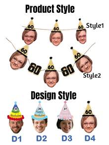Personalized Face Shape Birthday Party Decoration, Banner With Age, Funny Anniversary Photo Banner, Customizable Face Portrait Hanging Decor, Family Friends Party, Birthday Gift, Parents Grandparents 50/60/70 Years Celebration, Custom Face Banner - Style a - View 4