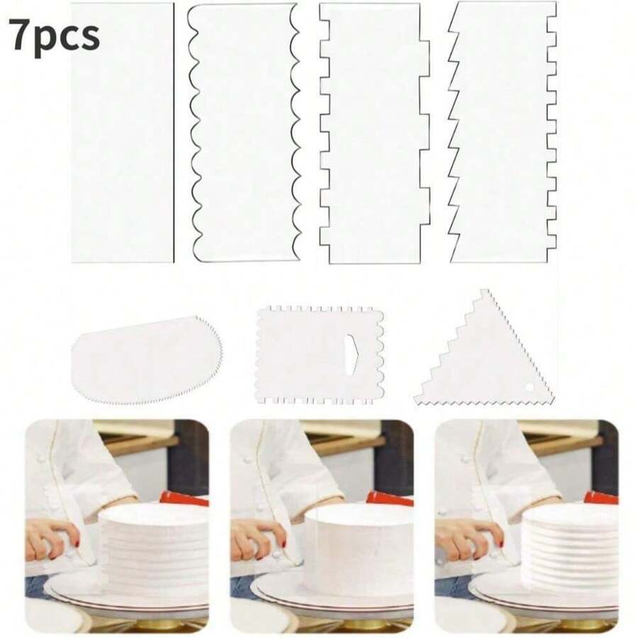 7/3/4 piezas Espátula transparente para crema de pastel, herramienta rectangular de acrílico para hacer y decorar pasteles, utensilios de cocina - 1 - Ver 1