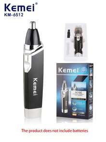 Kemei KM-6512 Portable Electric Nose & Ear Hair Trimmer For Men, Dual Speed Adjustment Nose Hair Cleaner & Trimmer, Battery Powered (1pc) - Black - View 14