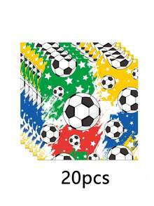 40 piezas/20 piezas Servilletas con temática de fútbol - Diseñadas con estrellas, balones de fútbol y colores vibrantes, perfectas para decorar fiestas de fútbol, reuniones de la Copa Mundial, despedidas de soltero y diversos eventos temáticos. - Talla única - Ver 7