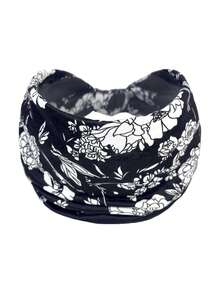 1/6 包波西米亚风宽发带，女士款，弹性运动发带，涤纶材质，时尚设计，多种印花，不含羽毛。 - 彩色 - 查看 14