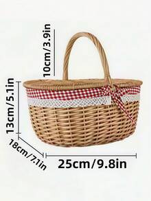 1个便携式野餐篮，带双门和盖子，户外防尘防虫，可拆卸，多功能户外野餐、聚会、旅行收纳篮 - 非食品接触。手工编织藤条野餐篮，亚麻内衬，购物篮，带盖收纳篮，礼品篮，乡村风格。 - A - 查看 15