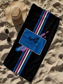 1pc Alpine F1 Team Beach Towel - Lightweight Quick-Dry Soft Polyester Blend With Vibrant Racing Stripes & Logo Design For Swimming, Camping, Bath - Modern Sporty Towel For Fans, Swimming Accessory | Absorbent Fabric - Multicolor - View 5