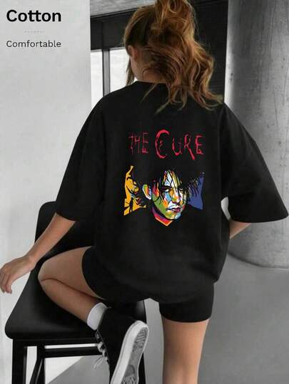 Oversized-Tops für Frühling/Sommer, 100 % Baumwolle, Kurzarm-T-Shirts für Damen, Motive mit Bandporträts, einfarbig, Rundhalsausschnitt, weich und bequem, lässig, Streetwear, Y2K, Strand, Abschlussfeier, Urlaub, Top, Sommer, Frühling, T-Shirt, Fitnessstudio, Sport, Party-Top, Bluse, römisch, Vintage, Karneval, Valentinstag, Maija, Damenoberteile, Frühlingsoutfit, Jersey, Winterkleidung für Damen, Sommerkleidung für Damen, lustige T-Shirts, Urlaub, Strand, lässig, süße Tops, schwarze Tops, weiße Tops, Sommertops, Frühlingsmode für Damen, Osterkleidung für Damen, Karneval, alle Jahreszeiten, Büro/Lounge/Zuhause/minimalistisch, Western-Stil für Damen, Outfits, amerikanischer Retro-Stil, Unisex, Oberbekleidung, Herbst, Plus-Size-Damenmode, Valentinstag, Karneval, Urlaubs-Top, Sommerparty, Abschlussfeier, Hochzeit, Musikfestival, Feiertag, schwarzes Top