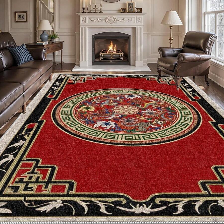 Traditional Chinese-Style Rugs Are Soft And Suitable For Home Decoration, Living Rooms, Bedrooms, Dining Rooms, Studies, Hallways, And Room Decor, Etc - 1PC - 查看 1