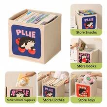 Multi-Purpose Cartoon Cat Storage Box, Foldable Fabric Closet Organizer With Stackable Design, Tidy Solution For Books, Toys & Kids' Room Clutter - Multicolor - View 6