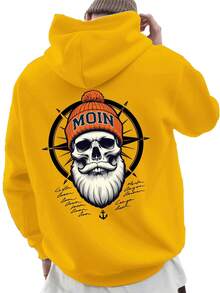 Nuevas  de moda de la temporada: Hola, este es un nuevo estilo de ropa masculina para otoño e invierno, que incluye una sudadera con estampado en la espalda y una sudadera con capucha para parejas. Es un suéter versátil y holgado, adecuado tanto para deportes como para uso casual, talla grande. - Negro - Ver 3