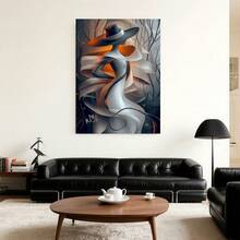 Con marco 1 pieza de Arte de Pared Moderno Abstracto Pintura en Lienzo Enmarcado - Arte de Línea Contemporáneo con Marco Envolvente, Adecuado para Sala de Estar, Dormitorio, Decoración Interior - Regalo Decorativo Perfecto, 2D Plano, Perfecto para Decoración de Habitación.Disponible en tamaños de 20.83 x 30.99 cm o 30.99 x 46.23 cm - Enmarcado - Ver 3