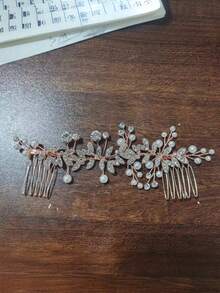 1pc Silver Flower Bridal Hair Comb - Silver - View 6