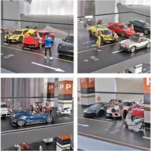 Maqueta de estacionamiento exterior de 4 pisos a escala 1/64, con autos de madera y acrílico, vitrina de almacenamiento y exhibición diseñada específicamente para autos de fundición a presión: juguete educativo que fomenta la capacidad de apilar y facilita el almacenamiento - Garaje abierto de cuatro pisos (sin modelos de autos ni maniquíes) - Ver 6