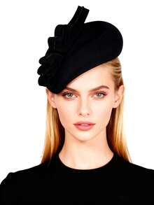 Black Wool Felt Fascinator Hats For Ladies Women Wedding Bride Elegant Tea Party Dress Formal Church Cocktail Hat With Bow - A - View 14