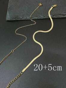 2 piezas Juego de tobilleras de cadena plana chapada en oro de acero inoxidable, adecuado para viajes, playa, regalos para novia, madre - Calcetín - Ver 4