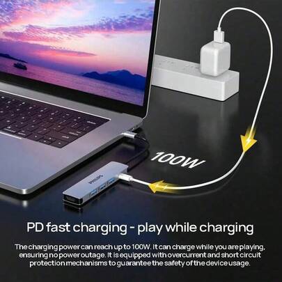 PHILIPS Dock đa chức năng SWR1607C/93 Thunderbolt 3, chuyển đổi Type-C sang HDMI, chiếu màn hình độ phân giải cao 4K@60Hz, xuất tín hiệu đa màn hình, sạc PD, bộ chuyển đổi laptop đa năng