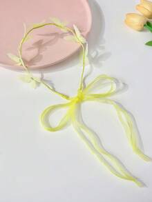 1pc Ethereal Sweet Fabric Mesh Butterfly Ribbon Headband - Yellow - View 5
