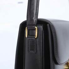 Black Minimalist Crossbody Bag For Women - Compact Leather-Like Shoulder Purse With Adjustable Strap, S (18.5*14*6cm) / L (22.5*16.5*7.5cm) | Daily Commute & Casual Style Handbag​ - Negro - Ver 7
