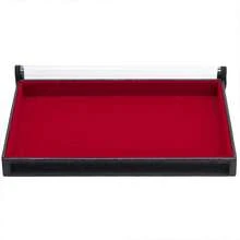 5 Large Jewelry Trays In Velvet Faux Leather (33x22cm) With Cover - 紅色 - 查看 2