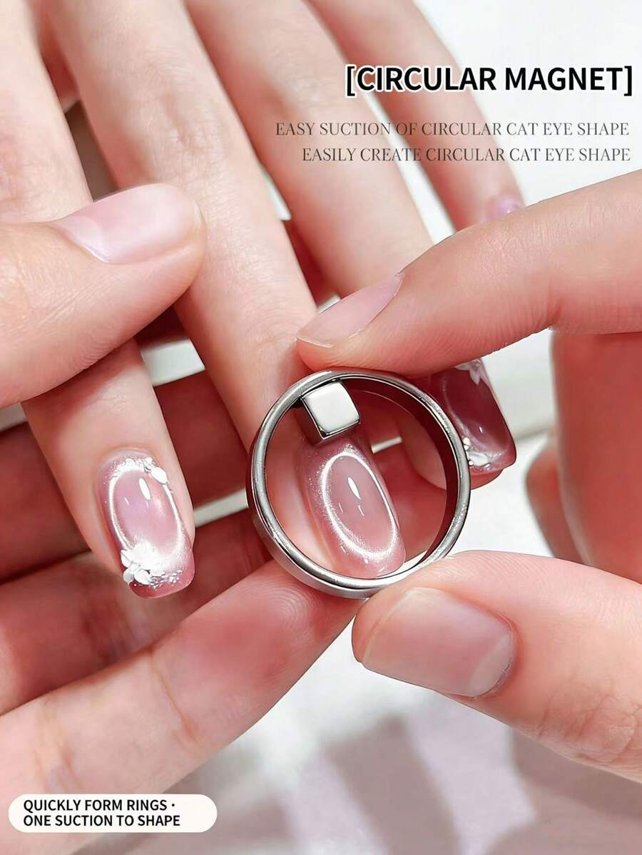 Bộ 2 dụng cụ từ tính hình mắt mèo, nam châm tròn và vuông đa năng mạnh mẽ, thích hợp cho việc tự làm móng tại salon. - Nhiều màu - Xem 1