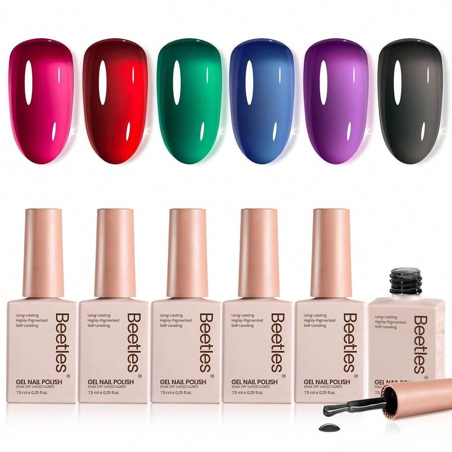 Beetles Nude Gel Nail Polish Set - 6 Colors Nude Pink Brown Neutral Jelly Gel Polish Kit - 6 Colors Jelly Magic - 查看 1